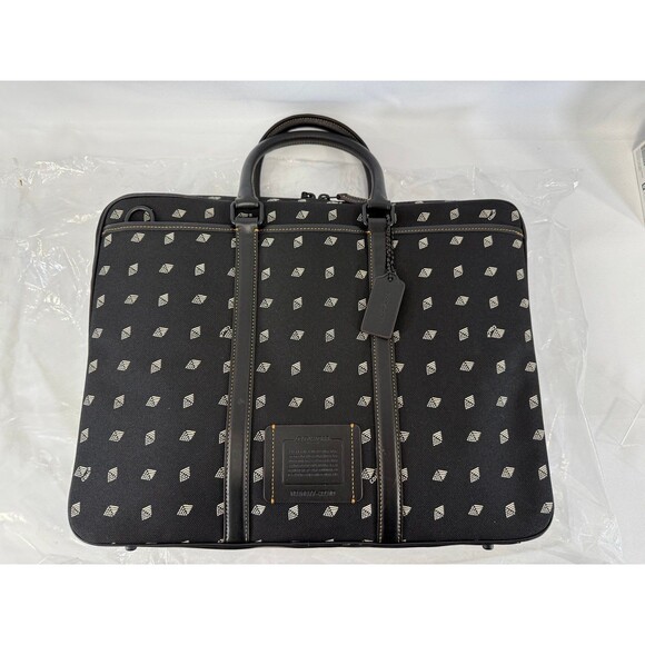 Coach Metropolitan Slim Briefcase Dot Diamond Print NWT - Picture 1 of 10